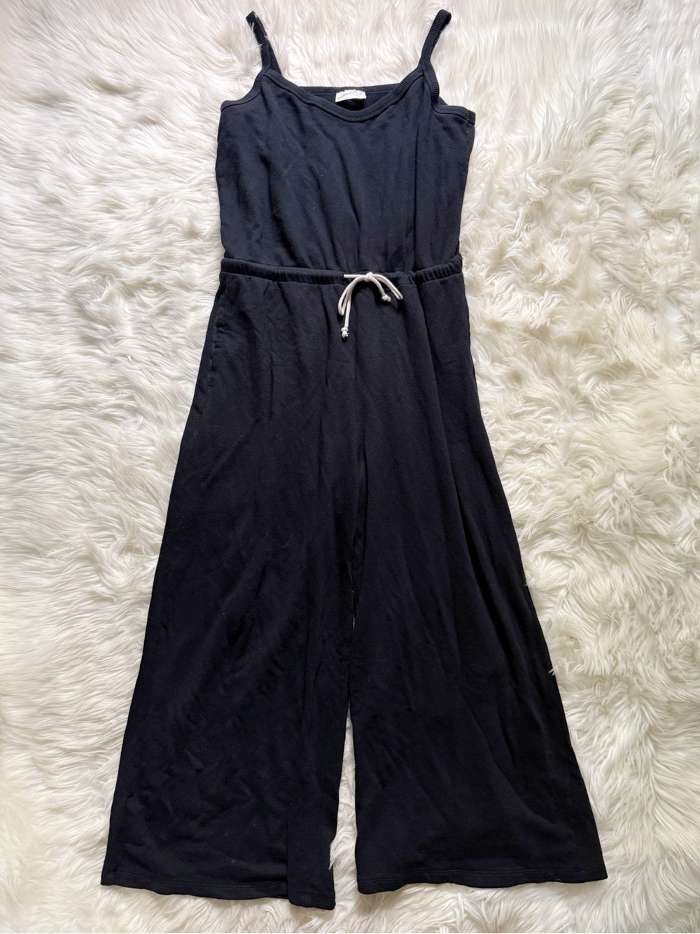 Universal Thread Wide Leg Terrycloth Jumpsuit Black Size Medium